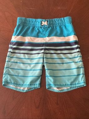 Old Navy Teal & Aqua Striped Boys Swim Shorts